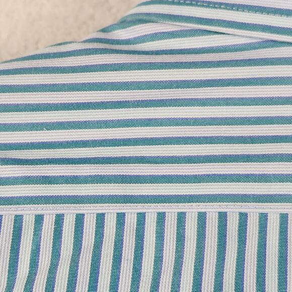 Kirkland Signature Men 18-35 Button Down Shirt Blue White Striped Long Sleeve - Picture 10 of 16